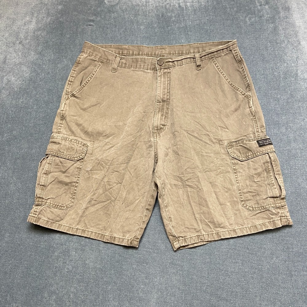 Wrangler Cargo Shorts Mens 38 Gray Cotton Utility Pocket Authentic Fit Hiking
